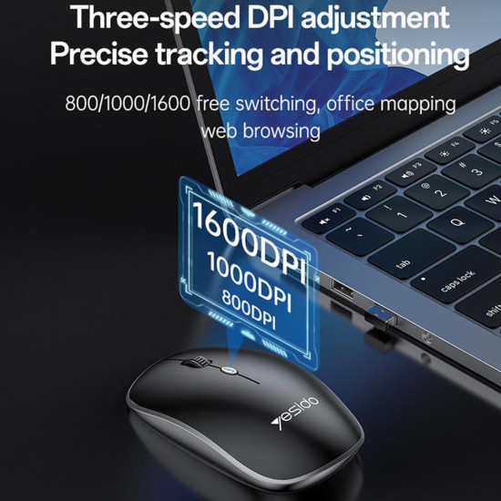 Yesido Wireless Keyboard and Mouse Set (KB43) 2.4GHz, 104 Keys, DPI:800 1000 1600, Fast Transmission, Low Latency Black