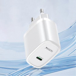Yesido Wall Charger (YC57) Type C, PD20W, Fireproof PC White Yesido Wall Charger (YC57) Type C, PD20W, Fireproof PC White