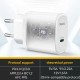 Yesido Wall Charger (YC57) Type C, PD20W, Fireproof PC White