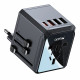 Yesido Travel Adapter (MC24) Type C, USB3.0, 2x USB2.4, Multifunctional Fast Charger Black