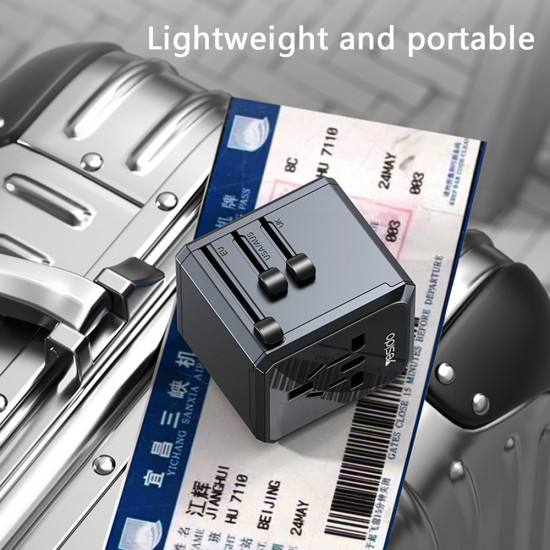 Yesido Travel Adapter (MC24) Type C, USB3.0, 2x USB2.4, Multifunctional Fast Charger Black