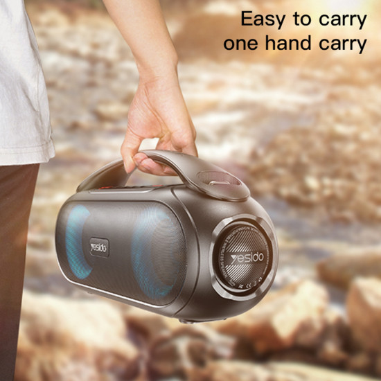 Yesido Wireless Speaker (YSW19) Bluetooth 5.0, RGB Lights, Stereo, IPX6, TF, AUX, Flash Disk, 3000mAh, 40W Black