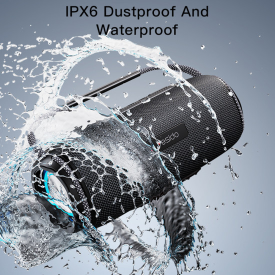 Yesido Wireless Speaker (YSW11) Bluetooth 5.0, RGB Lights, IPX6, Dual Speaker, TF, USB, AUX, 2600mAh, 40W Black