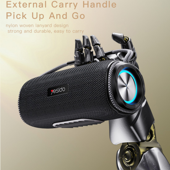 Yesido Wireless Speaker (YSW11) Bluetooth 5.0, RGB Lights, IPX6, Dual Speaker, TF, USB, AUX, 2600mAh, 40W Black