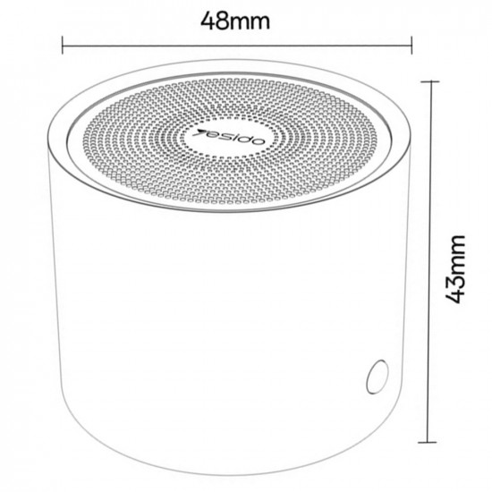 Yesido Wireless Speaker (YSW30) Bluetooth 5.0, Bass Diaphragm, Ultra Mini Size, IPX5 Waterproof, Type C, 700mAh Black