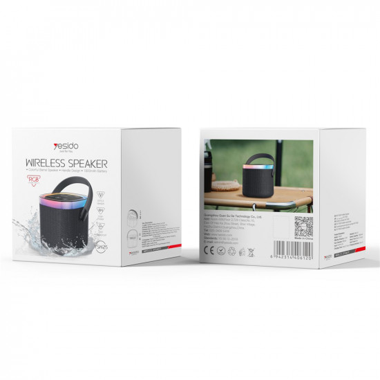 Yesido Wireless Speaker (YSW25) Bluetooth 5.3, RGB Lights, IP67 Waterproof, Handle, TF, AUX, USB, Type C, 1800mAh Black Yesido Wireless Speaker (YSW25) Bluetooth 5.3, RGB Lights, IP67 Waterproof, Handle, TF, AUX, USB, Type C, 1800mAh Black