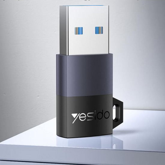 Yesido OTG Adapter (GS34) USB3.0 Male to Type C Female, 18W, Aluminum Alloy Grey Yesido OTG Adapter (GS34) USB3.0 Male to Type C Female, 18W, Aluminum Alloy Grey