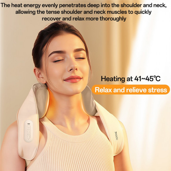 Yesido Neck Massager (MG11) Adjustable, 3 Versatile Massage Modes, Soothing Heat Therapy, 2400mAh Beige