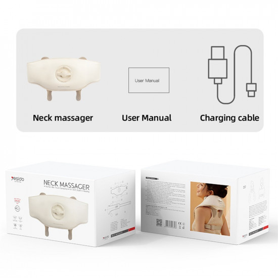 Yesido Neck Massager (MG11) Adjustable, 3 Versatile Massage Modes, Soothing Heat Therapy, 2400mAh Beige