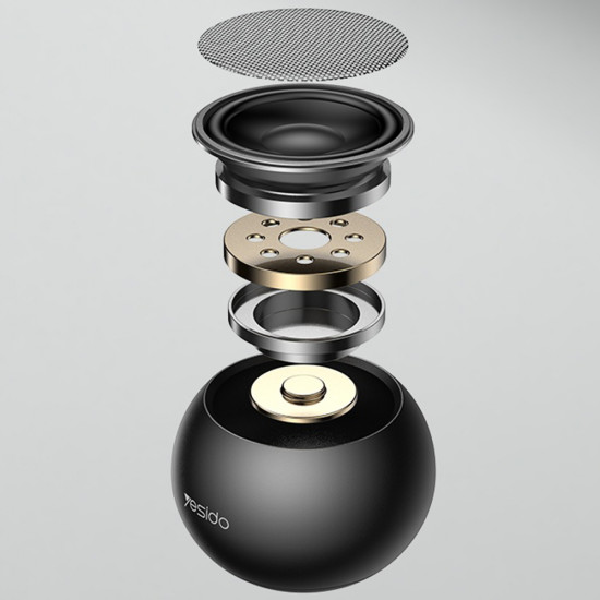 Yesido Mini Wireless Speaker (YSW33) Aluminum Alloy, 3W, Bluetooth 5.0, 300mAh Black