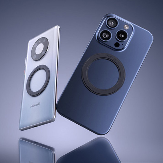 Yesido Metal Plate (C208) Round Shape, MagSafe, Leather Pattern, Universal Black