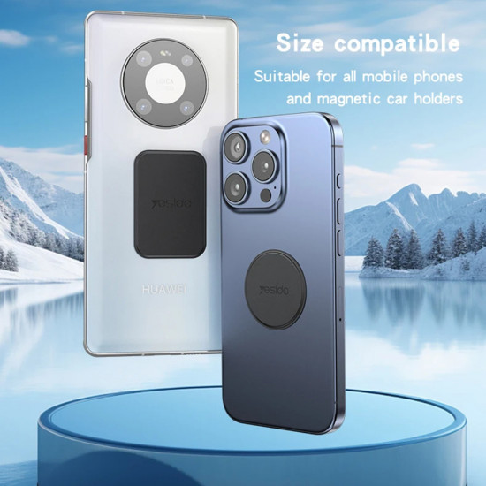 Yesido (2 pack) Metal Plate (C207) Round + Rectangle Shapes, Leather Pattern, Universal Black