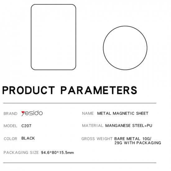 Yesido (2 pack) Metal Plate (C207) Round + Rectangle Shapes, Leather Pattern, Universal Black