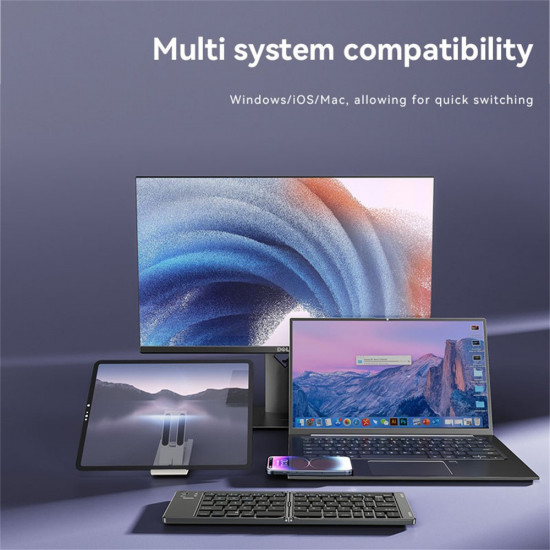 Yesido Foldable Keyboard (KB27) Type C, 150mAh, Bluetooth 5.0, Compact Design, Ultra Thin Black