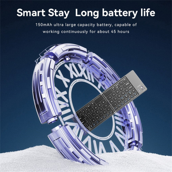 Yesido Foldable Keyboard (KB27) Type C, 150mAh, Bluetooth 5.0, Compact Design, Ultra Thin Black