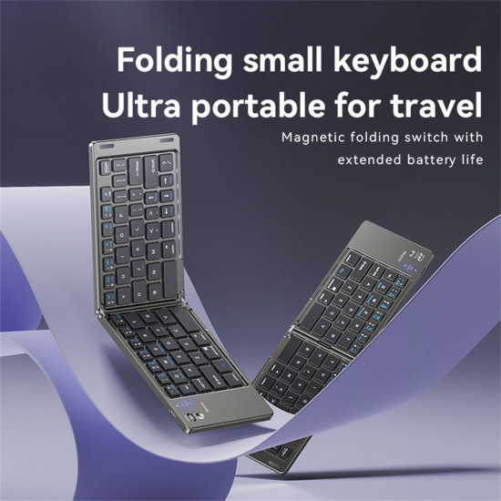 Yesido Foldable Keyboard (KB27) Type C, 150mAh, Bluetooth 5.0, Compact Design, Ultra Thin Black
