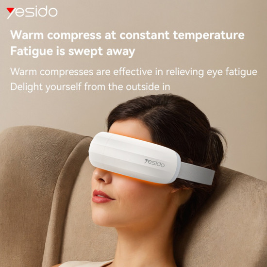 Yesido Eye Massager (MG13) Type C, Rechargeable, Adjustable, 3 Level Temperature Adjustment, 600mAh White