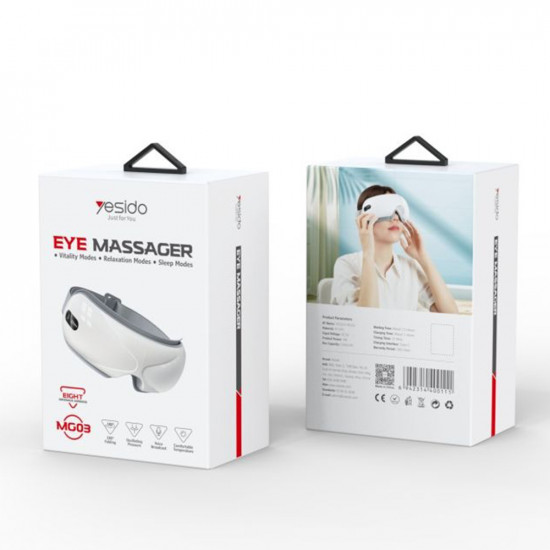 Yesido Eye Massager (MG03) with Sleep Music, Intelligent Heat Compress, 3 Eye Protection Modes White
