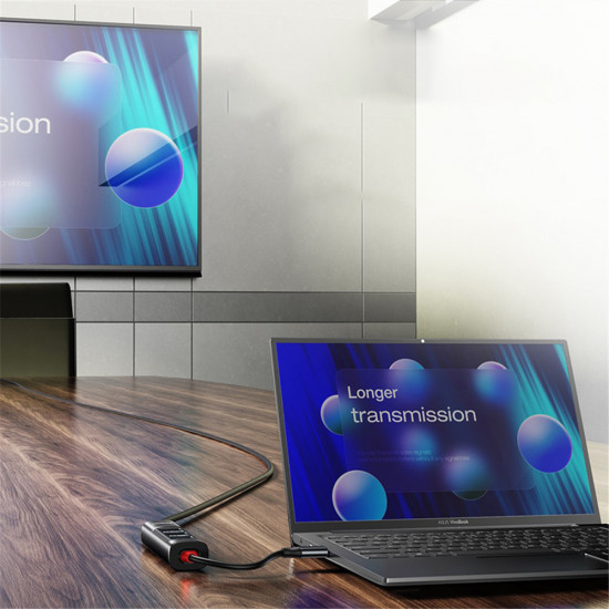 Yesido Docking Station 5in1 (HB23) Type C to 3x USB, USB C, DisplayPort, PD100W, Fast Charge, 4K@30Hz, 5Gbps Gray