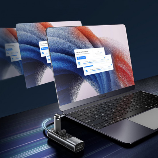 Yesido Docking Station 5in1 (HB23) Type C to 3x USB, USB C, DisplayPort, PD100W, Fast Charge, 4K@30Hz, 5Gbps Gray