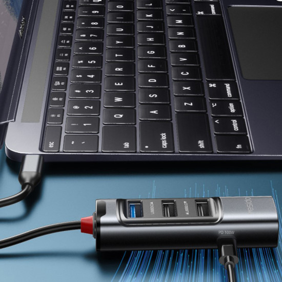 Yesido Docking Station 5in1 (HB23) Type C to 3x USB, USB C, DisplayPort, PD100W, Fast Charge, 4K@30Hz, 5Gbps Gray