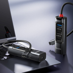 Yesido Docking Station 5in1 (HB24) Type C to 3x USB, USB C, Mini DisplayPort, PD100W, Fast Charge, 4K@30Hz, 5Gbps Gray