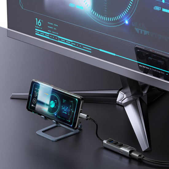 Yesido Docking Station 5in1 (HB24) Type C to 3x USB, USB C, Mini DisplayPort, PD100W, Fast Charge, 4K@30Hz, 5Gbps Gray