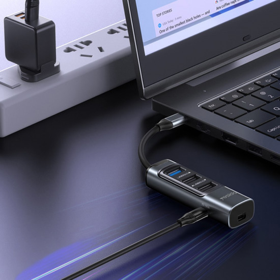 Yesido Docking Station 5in1 (HB24) Type C to 3x USB, USB C, Mini DisplayPort, PD100W, Fast Charge, 4K@30Hz, 5Gbps Gray