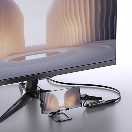 Yesido Docking Station 5in1 (HB22) Type C to 3x USB, USB C, HDMI, PD100W, Fast Charge, 4K@30Hz, 5Gbps Gray