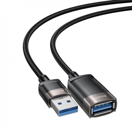 Yesido Extension Adapter (GS26) USB 2.0, with 1.5m Cable, Braided, High Speed Transmission Grey