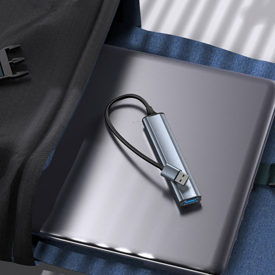Yesido Docking Station 4in1 (HB18) USB to 1x USB3.0, 3x USB2.0, Plug&Play, 5Gbps, Aluminum Alloy Gray