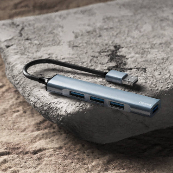 Yesido Docking Station 4in1 (HB18) USB to 1x USB3.0, 3x USB2.0, Plug&Play, 5Gbps, Aluminum Alloy Gray