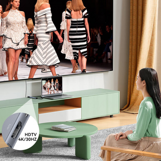 Yesido Docking Station 8in1 (HB27) Type C to 2x USB, 2x USB C, HDMI, RJ45, TF/SD, PD100W, Fast Charge, 4K@30Hz Gray