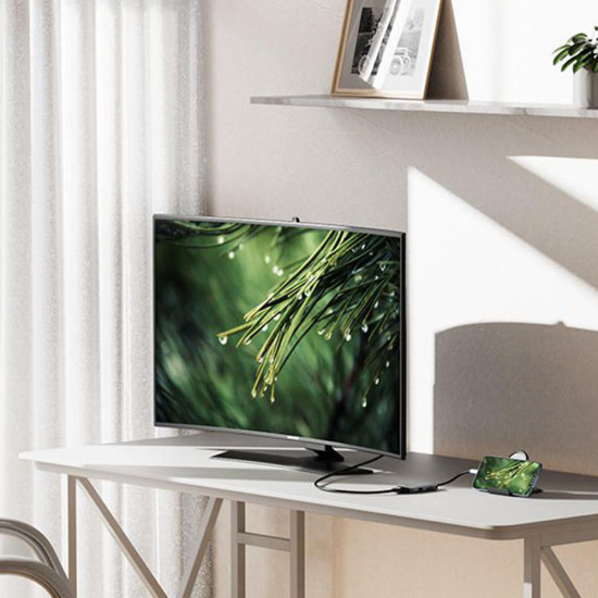 Yesido Docking Station 7in1 (HB16) Type C to 1x USB3.0, 2x USB2.0, TF/SD Card, 1x VGA, 1x Type C, 5Gbps, PD100W Gray