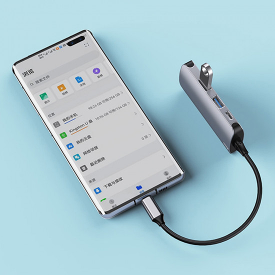 Yesido Docking Station (HB15) Type C to 2x USB, USB C, SD/TF Card, RJ45, 1000Mbps, Plug & Play Gray