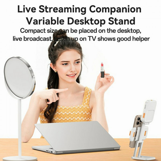 Yesido Desk Phone Holder (DH10) with Beauty Refill Light, Adjustable, 1000mAh, 4.7 7" White