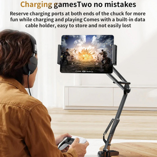 Yesido Desk Holder (C296) Lazy Man Stand, for 4 12.9inch Devices, Multi directional Folding Shaft Black