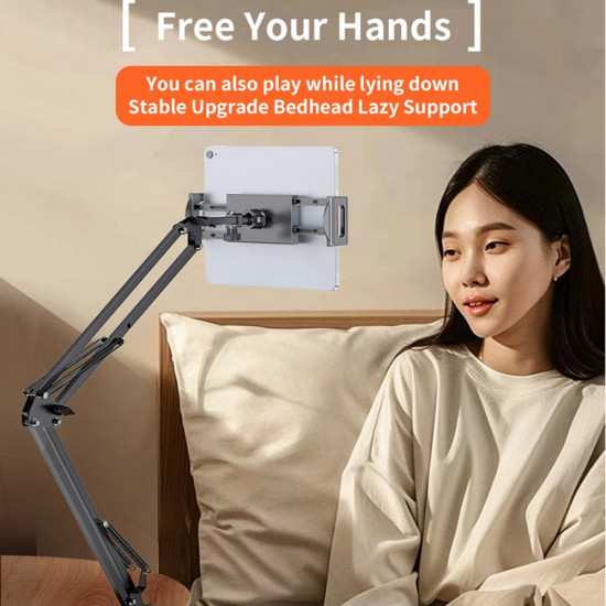 Yesido Desk Holder (C296) Lazy Man Stand, for 4 12.9inch Devices, Multi directional Folding Shaft Black