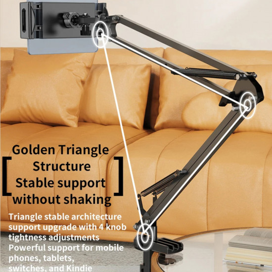 Yesido Desk Holder (C296) Lazy Man Stand, for 4 12.9inch Devices, Multi directional Folding Shaft Black