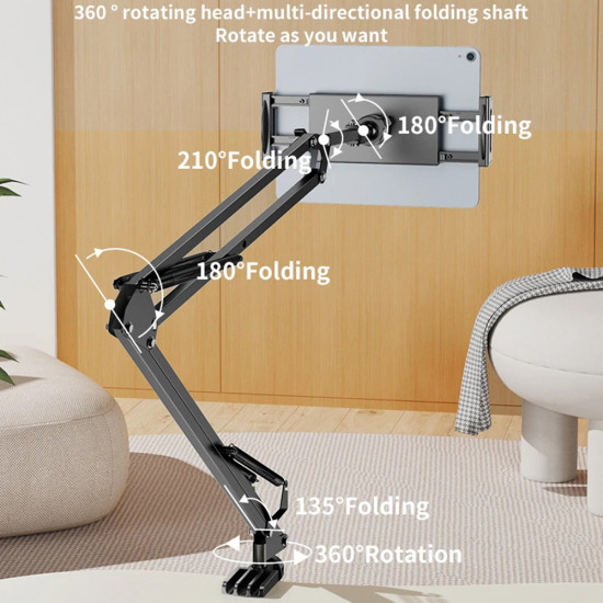 Yesido Desk Holder (C296) Lazy Man Stand, for 4 12.9inch Devices, Multi directional Folding Shaft Black