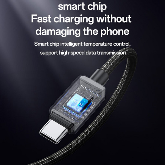 Yesido Data Cable (CA135C) USB to Type C, Fast Charging, QC18W, 3A, 480Mbps, CarPlay Compatible, Zinc Alloy, 1.2m Black
