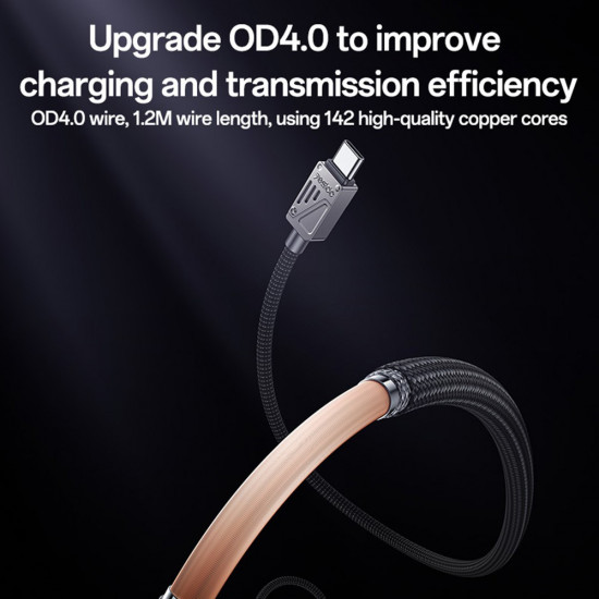Yesido Data Cable (CA135C) USB to Type C, Fast Charging, QC18W, 3A, 480Mbps, CarPlay Compatible, Zinc Alloy, 1.2m Black
