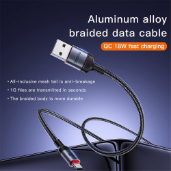 Yesido Data Cable (CA183) Type C to Type C, Fast Charging, 60W, 3A, 480Mbps, Aluminum Alloy, 2m Black