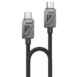 Yesido Data Cable (CA196) Type C to Type C, Fast Charging, 480Mbps, PD60W, CarPlay Compatible, Zinc Alloy, 1.2m Black