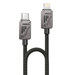 Yesido Data Cable (CA195) Type C to Lightning, Fast Charging, PD27W, CarPlay Compatible, Zinc Alloy, 1.2m Black