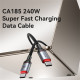 Yesido Data Cable (CA186) Type C to Type C, Fast Charging, 480Mbps, 240W, 48V/5A, E Mark Chip, Nylon Braided, 2m Black