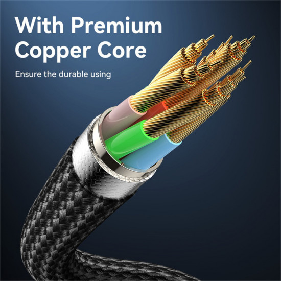 Yesido Data Cable (CA186) Type C to Type C, Fast Charging, 480Mbps, 240W, 48V/5A, E Mark Chip, Nylon Braided, 2m Black