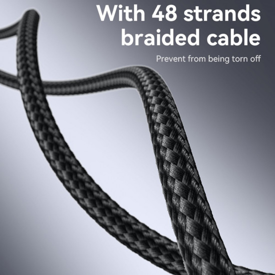 Yesido Data Cable (CA186) Type C to Type C, Fast Charging, 480Mbps, 240W, 48V/5A, E Mark Chip, Nylon Braided, 2m Black