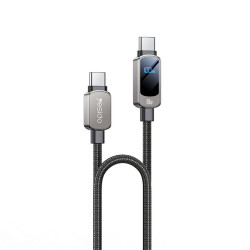 Yesido Data Cable (CA179) Super Fast Charging, with Digital Display, Type C to Type C, 100W, 5A, 480Mbps, 1.2m Black
