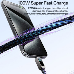 Yesido Data Cable (CA179) Super Fast Charging, with Digital Display, Type C to Type C, 100W, 5A, 480Mbps, 1.2m Black